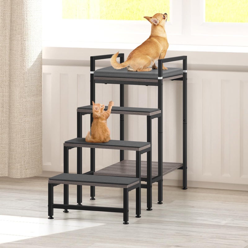 smusei Dog Window Perch Dog Steps for High Beds and Couch, 22''H Non-Slip Stairs for Small Medium Cats, 4 Steps Pet Bunk Bed with Stair, Sturdy Frame - Image 2