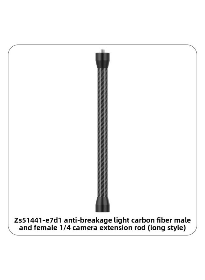 Aluminum Alloy Carbon Fiber Extension Rod 1/4 Double-head Fixed Bracket Sports Camera Mobile Phone Extended Photography Adapter-Color:Black-long Style For Men And Women  - Image 1