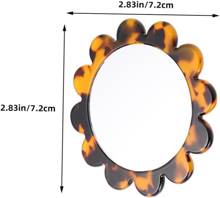2pcs Vintage Round Compact Pocket Mirrors Mini Handheld Makeup Mirrors with Acetate Frame for Women - Image 1
