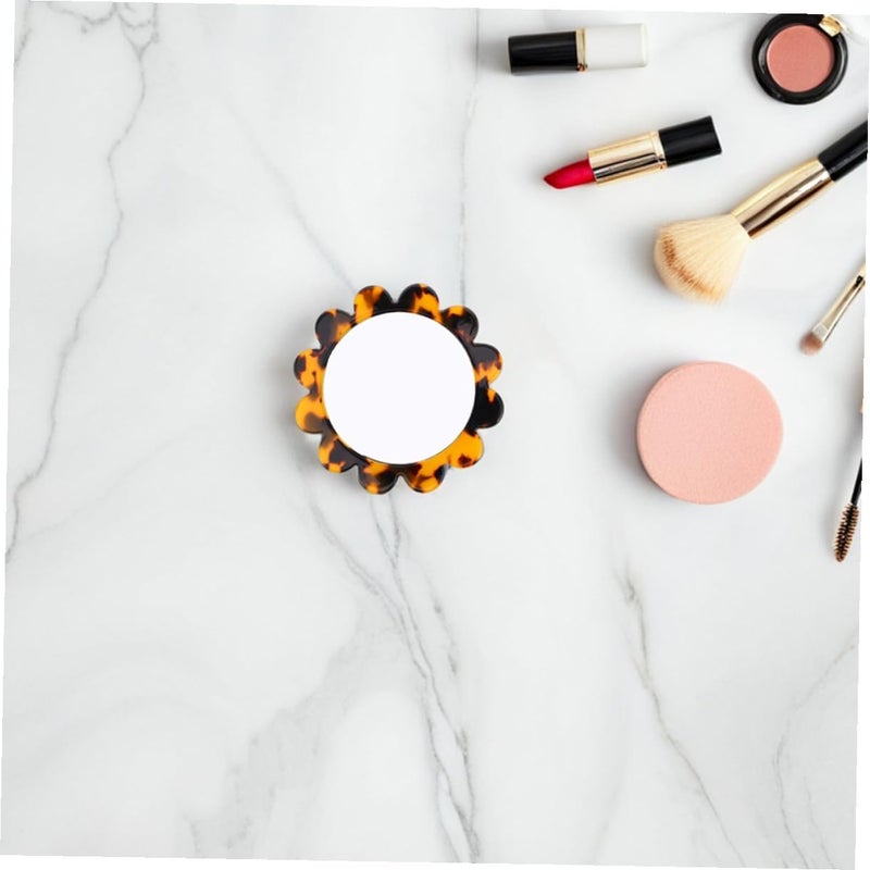 2pcs Vintage Round Compact Pocket Mirrors Mini Handheld Makeup Mirrors with Acetate Frame for Women - Image 3