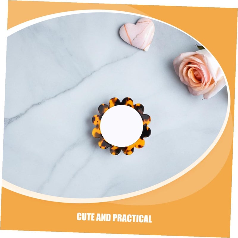2pcs Vintage Round Compact Pocket Mirrors Mini Handheld Makeup Mirrors with Acetate Frame for Women - Image 2