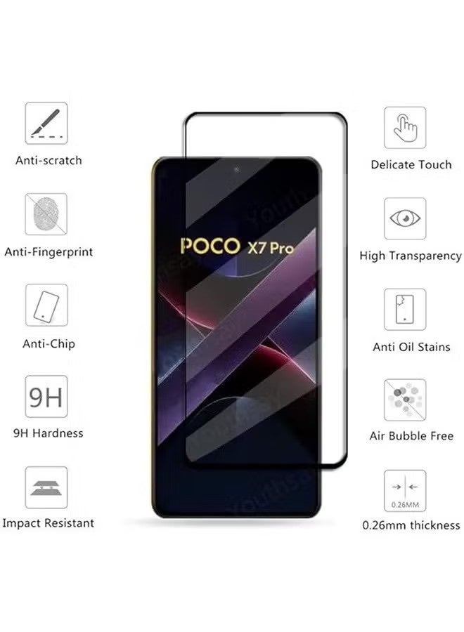 2 Pack Xiaomi Poco X7 Pro 5G Screen Protector, 9H Tempered Glass Screen Protector for Xiaomi Poco X7 Pro 5G, Full Coverage Bubble-Free Tempered Film, Anti-Scratch Film - Image 2