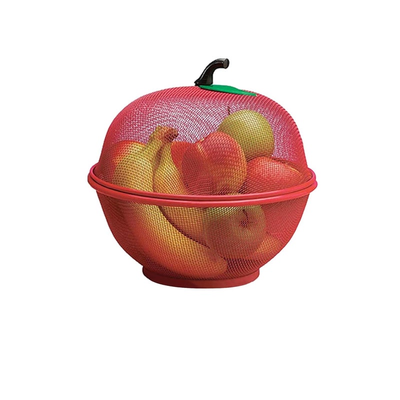 Aktnil Stainless Steel Fruit & Vegetable Basket with Net Cover Apple Shape Fruits Vegetables Basket for Kitchen Large Protective Countertop Produce Cove - Image 1
