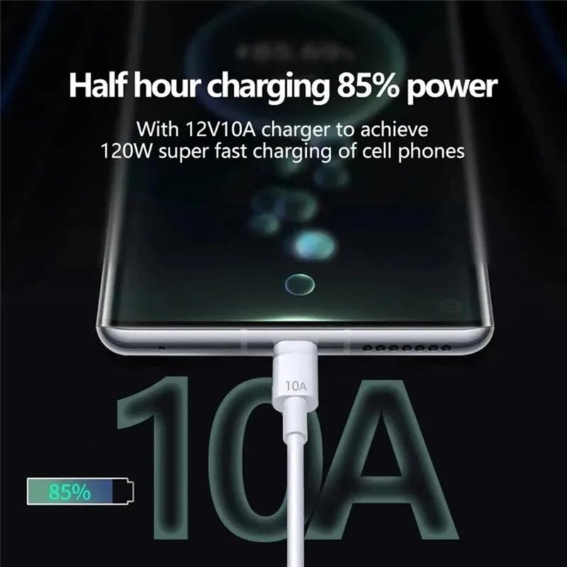 SOLDOUT 120W 10A USB TypeC Cable Fast Charging Wire Mobile Phone USB Type C Type-c Data Cord Compatible with Xiaomi Honor V40 Samsung Galaxy OnePlus (1 Metre) - Image 4