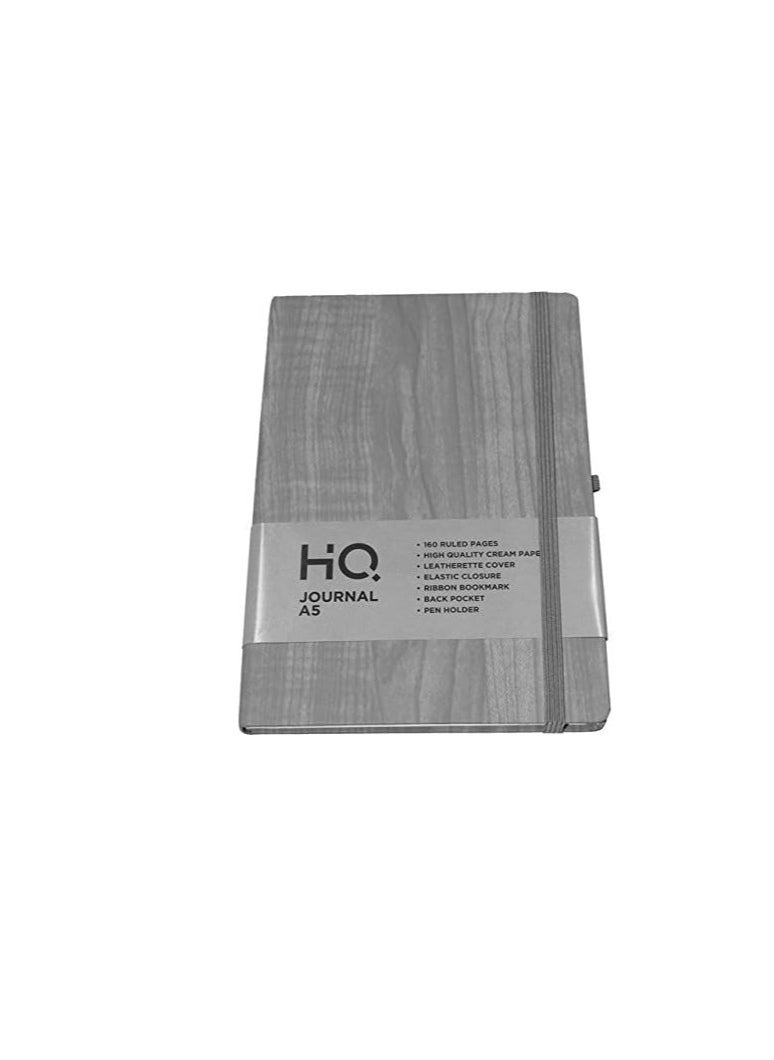 Navneet HQ A5 WOODEN TEXTURE COVER JOURNAL GREY 80 SHEETS  - Image 1
