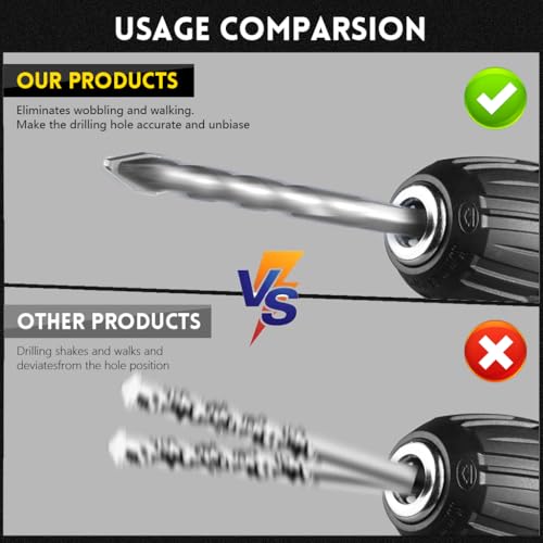Serplex® 8Pcs Cemented Carbide Drill Bits Set, 6mm/8mm/10mm/12mm Masonry Drill Bits for Concrete, Brick, Stone, Ceramic Tile, Glass, High Hardness Skewed Head 1/4'' Hex Eccentric Twist Drills Bit - Image 3