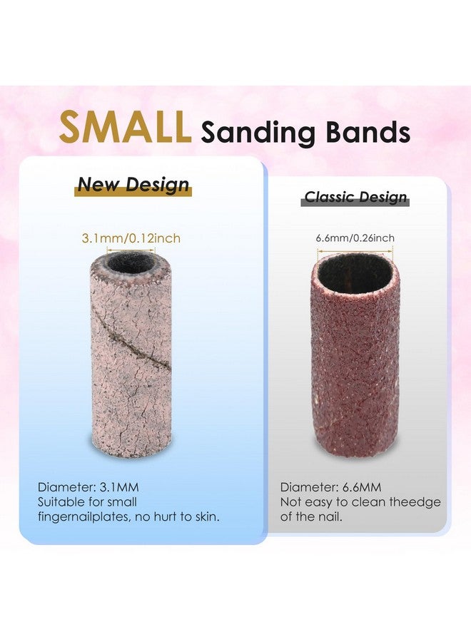 Depvko [2023 Upgrade]Depvko 120Pcs Small Sanding Bands For Nail Drills With 2Pcs 3.1Mm Mandrel Nail Drill Bits 240 Xfine Grit Nail File Sanding Bands For Acrylic Nails Tech Gel Manicures And Pedicure Pink - Image 2