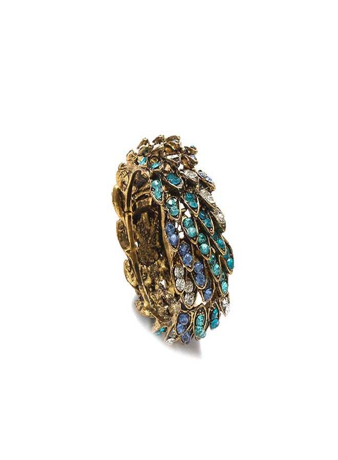 QTKJ Set of 6 Blue Rhinestone Round Napkin Rings Metal Napkin Buckle for Thanksgiving, Christmas, Wedding,Parties, Dinners, Holidays Decor (Gold) - Image 1