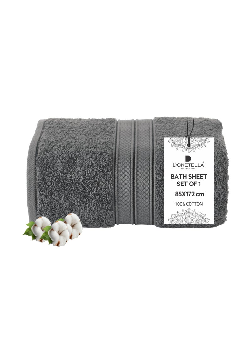 Donetella Premium 100 % Combed Cotton 1-Pcs Bath Sheet (85 X 172 CM) 600 GSM Large Towel, Highly Absorbent, Quick Dry,Best Towel for Bathroom, Spa And Hotel,White - Image 1
