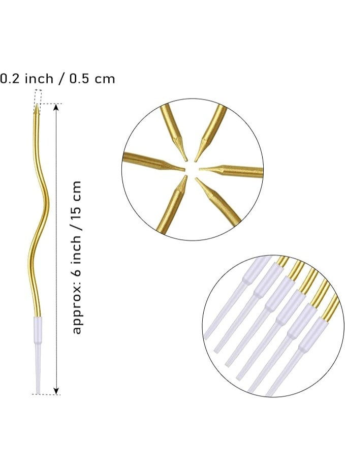 12 Twisty Spiral Birthday Cake Candles (Gold), Long Birthday Cake Cupcake Candle with Holders, Thin Coil Elegant Wavy Design Candles, Birthday, Wedding, Anniversary, Ramadan Party Decoration - Image 4