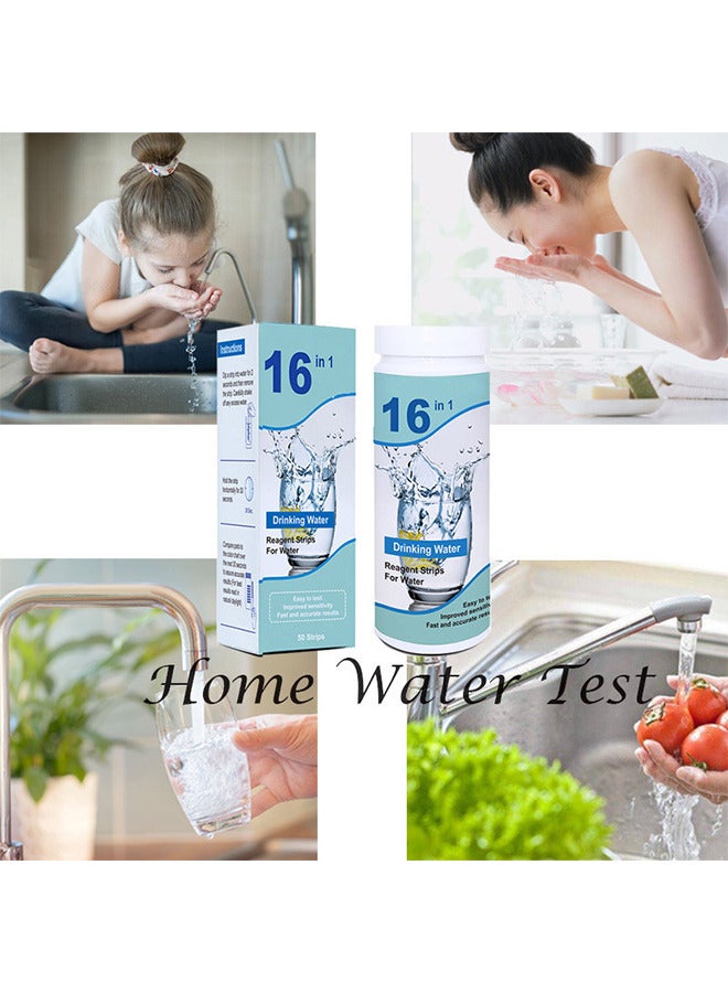 مجموعة اختبار مياه فاخرة 16 في 1 - 100 قطعة من شرائط اختبار جودة المياه المنزلية للآبار ومجموعة اختبار الصنبور - اختبار درجة الحموضة والصلابة والكلور والرصاص والحديد والنحاس والنترات والنتريت وما إلى ذلك لمياه الشرب في الصنبور وحوض السمك وحمام السباحة - Image 5