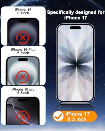 SIBEITU 3 Pack Screen Protector for iPhone 17 with 3 Pack Camera Lens Tempered Glass Protector + Installation Frame, 6.3 Inch HD Clear Glass Film 9H Hardness Scratch Resistent, Case Friendly - Image 2