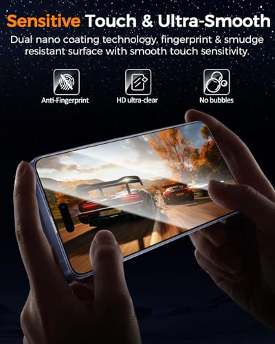 SIBEITU 3 Pack Screen Protector for iPhone 17 with 3 Pack Camera Lens Tempered Glass Protector + Installation Frame, 6.3 Inch HD Clear Glass Film 9H Hardness Scratch Resistent, Case Friendly - Image 5