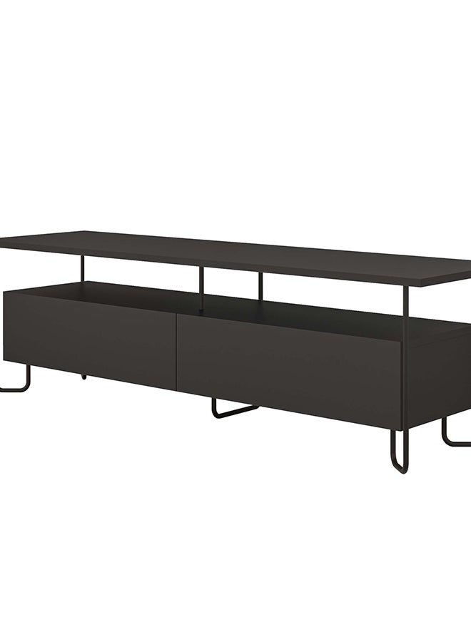 Mourah Home Cornea Tv Cabinet 2Door Storage Up To 60'' Inch Tvs | Modern Tv Stand With Sturdy Metal Legs For Home Office And Hotels | Storage Cabinet| 150X42X45 Cm| Black  - Image 4