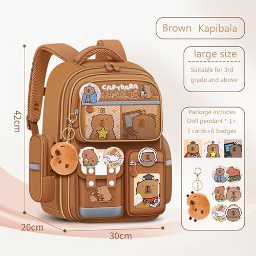 Preptep Cute Capybara Backpack with Pins Ita Bag Kawaii Cartoon Large Capacity Stylish Mochila De Capybara - Image 2