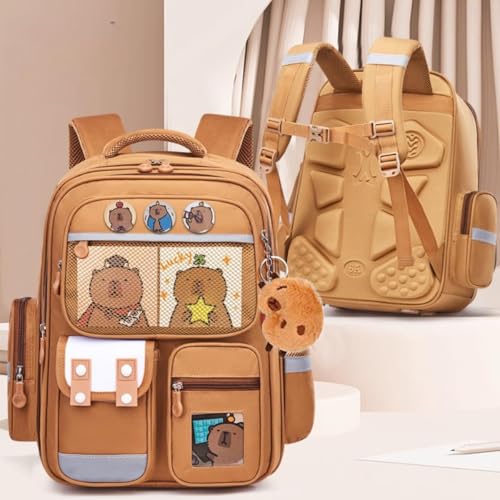 Preptep Cute Capybara Backpack with Pins Ita Bag Kawaii Cartoon Large Capacity Stylish Mochila De Capybara - Image 3