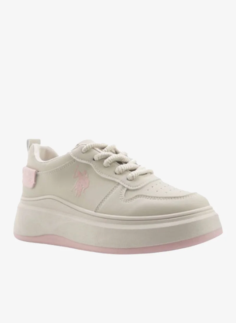 U.S. Polo Assn. Beige & Pink USPA Women’s Platform Sneakers – Beige & Pink Casual Lace-Up Shoes | Lightweight Chunky Sole Fashion Sneakers for Everyday Comfort for Women | Best Price UAE