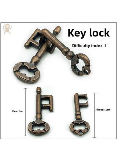 Luban Lock Eight Diagrams Lock Zodiac Golden Cicada Shell Toy Horseshoe Over 13 Years Old Iron Ring Burning Brain Eight Diagrams-Color:"Key Lock" Difficulty 1 Star