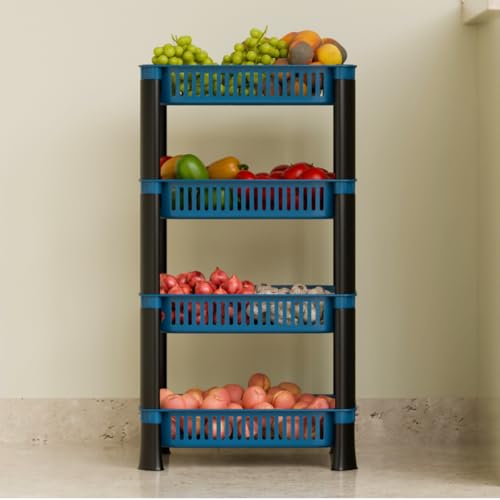FOROLY Multipurpose Storage Plastic Basket/Rack for Office, Home and Kitchen (4 Layer, Navyblue) - Image 1