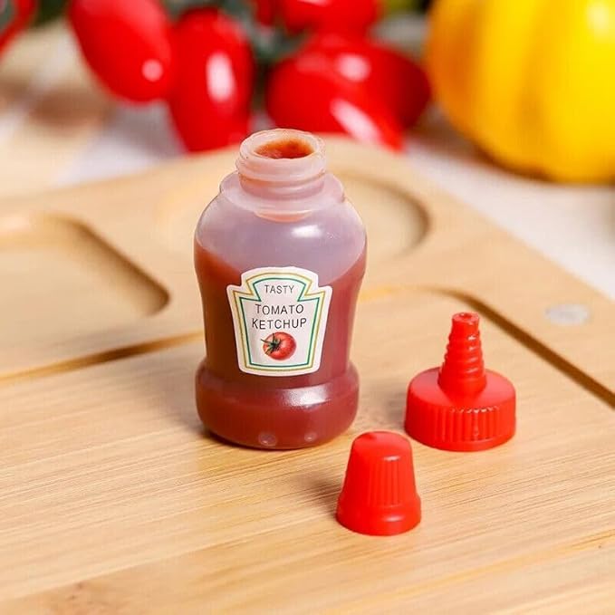 VAUGHN Mini Ketchup Bottles 25ml - Refillable Squeeze Condiment Bottles for Tomato Ketchup, Honey, Mustard, Syrup - Portable, Leak-Proof Plastic Sauce Containers for Bento Lunch Box, PACK OF 1 - Image 3