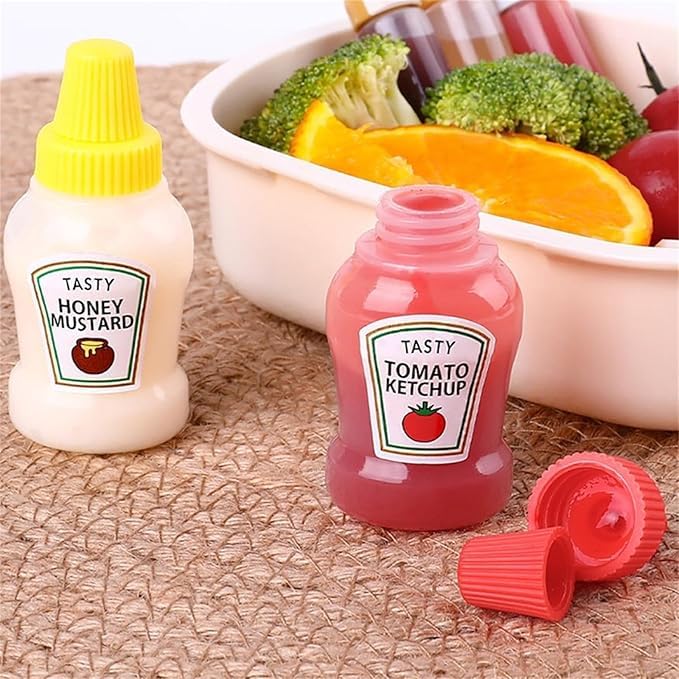 VAUGHN Mini Ketchup Bottles 25ml - Refillable Squeeze Condiment Bottles for Tomato Ketchup, Honey, Mustard, Syrup - Portable, Leak-Proof Plastic Sauce Containers for Bento Lunch Box, PACK OF 1 - Image 5
