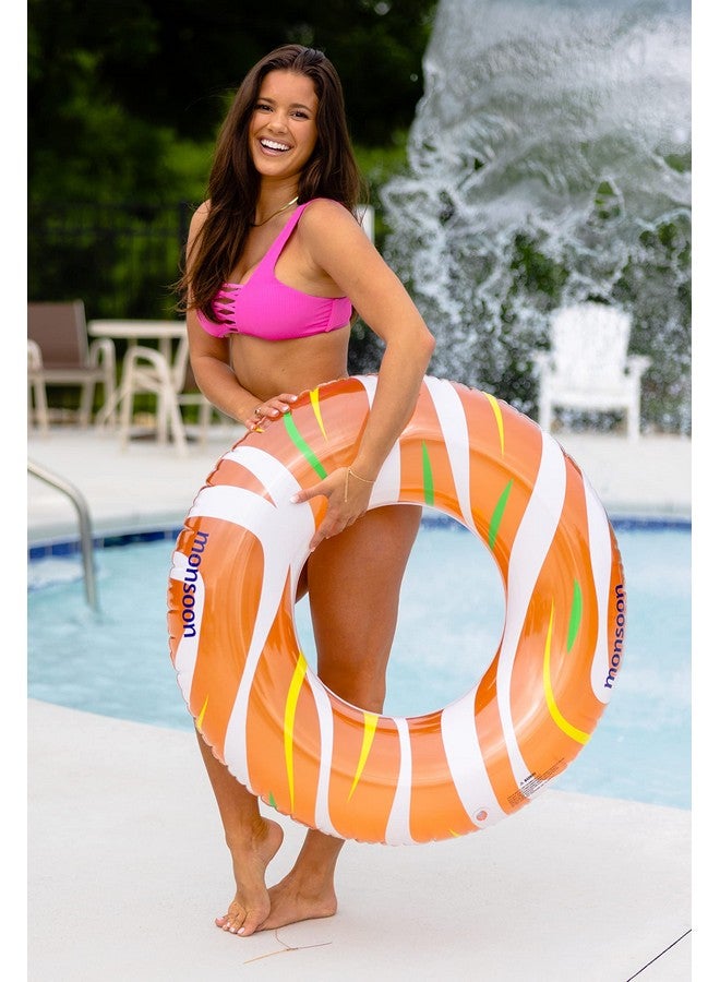 MONSOON [Citrus] 2Pack Luxury Pool Floats Swimming Float Beach Tube Floaties Ring Tubes Orange Yellow - Image 4