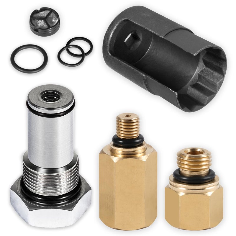 Bonbo 60 IPR Valve Socket  Oil Rail Adapters Kit  60 High Pressure Oil Pump IPR Valve Air Test Fitting Tool with Seal Kit Fits for Ford 60L Powerstroke Diesel Engine 8 Pack