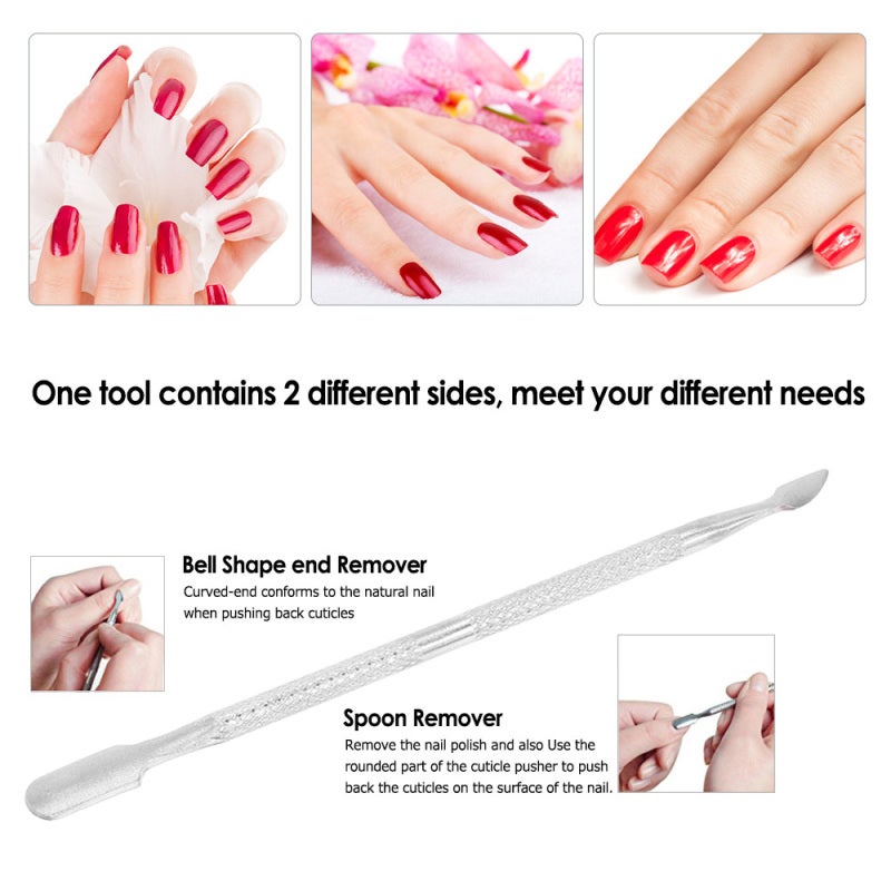 4pcs Stainless Steel Double-ended Nail Pusher Set Nail Glue Remover Nail Cuticle Remover Anti-slip Manicure Pedicure Cuticle Pusher Dead Skin Trimmer Nail Cleaner - Image 3