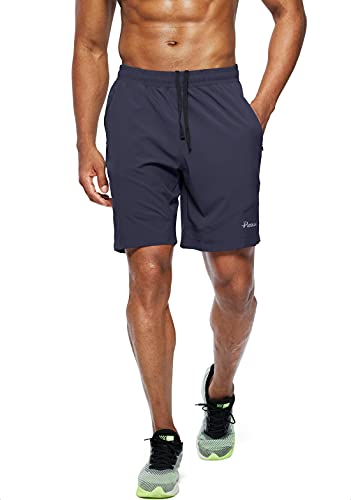 Pudolla Men's Workout Running Shorts Lightweight Gym Athletic Shorts for Men with Zipper Pockets (Navy Blue X-Large) - Image 2