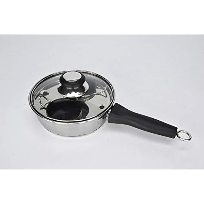 RUNZI 2 Cups Egg Poacher Pan  Stainless Steel Poached Egg Cooker  Perfect Poached Egg Maker  Induction Cooktop Egg Poachers Cookware Set With 2 Nonstick Large Silicone Egg Poacher Cups - Image 2