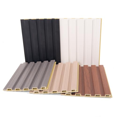 Art3d Slat Wall Panels, WPC Soundproof 3D Wall Paneling for Interior Wall Decor, TV Background, Samples 5-Pack 6 x 6 in. - Image 1