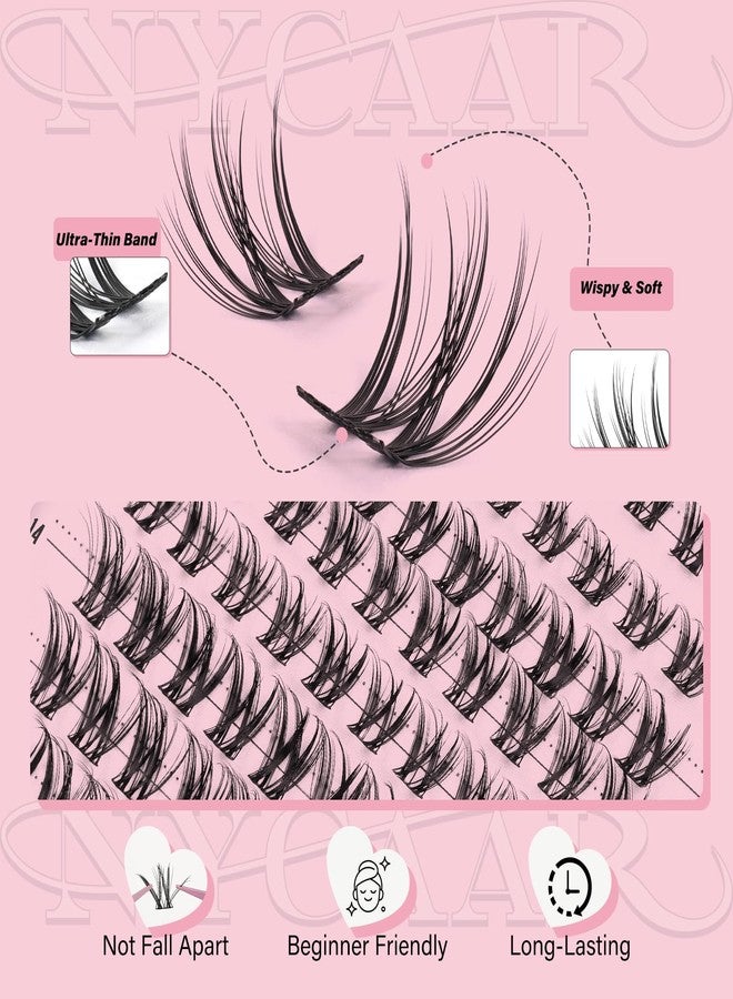 NYCAAR Lash Clusters Kit Wispy&Natural Look Lash Extension Kit D Curl 120Pcs Fluffy Individual Anime Lashes 8-18mm Eyelash Extension Kit with Bond and Seal,Remover,Applicators DIY at Home(NY04) - Image 2