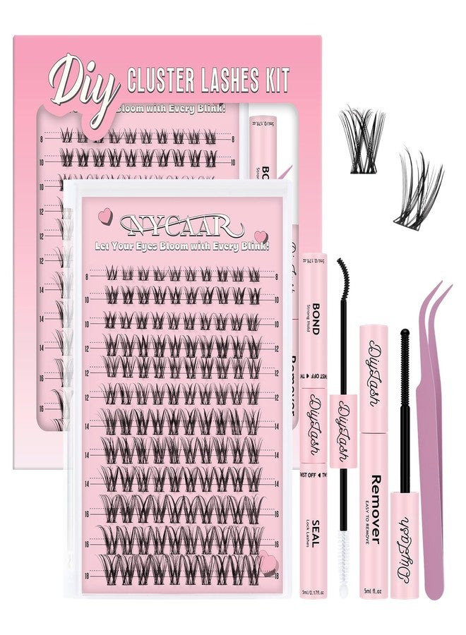 NYCAAR Lash Clusters Kit Wispy&Natural Look Lash Extension Kit D Curl 120Pcs Fluffy Individual Anime Lashes 8-18mm Eyelash Extension Kit with Bond and Seal,Remover,Applicators DIY at Home(NY04) - Image 1