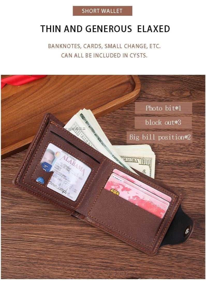 JIANGBAO New Men’s Business Wallet with Zipper – Horizontal Bifold Purse with Magnetic Snap, Multi-Card Slots & Coin Pocket, Casual Leather Wallet for Youth - Image 4