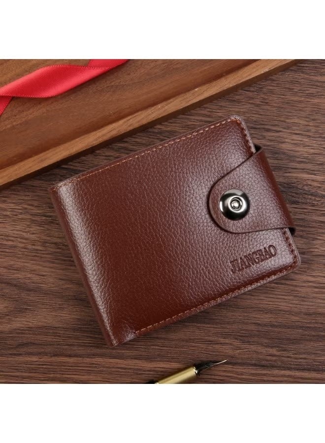 JIANGBAO New Men’s Business Wallet with Zipper – Horizontal Bifold Purse with Magnetic Snap, Multi-Card Slots & Coin Pocket, Casual Leather Wallet for Youth - Image 2
