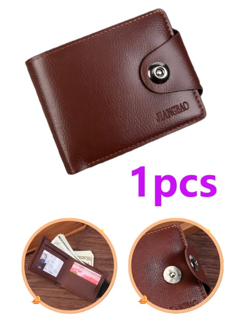 New Men’s Business Wallet with Zipper – Horizontal Bifold Purse with Magnetic Snap, Multi-Card Slots & Coin Pocket, Casual Leather Wallet for Youth