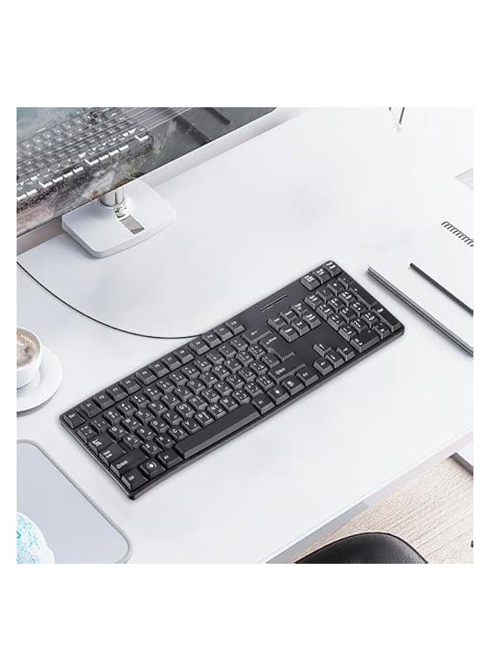 Wired Arabic/English Computer Keyboard,Arabic and English keyboard Full-Size Keyboard, 104-keys, USB Plug-and-Play, Foldable Stands, Compatible with PC, Laptop