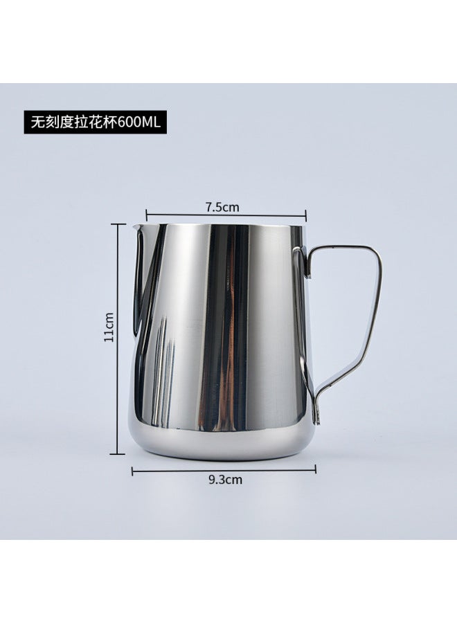 Thickened Stainless Steel Flower Cup With Scale Flower Cylinder Pointed Mouth Household Flower Coffee Appliance Milk Bubble Cup 600ml