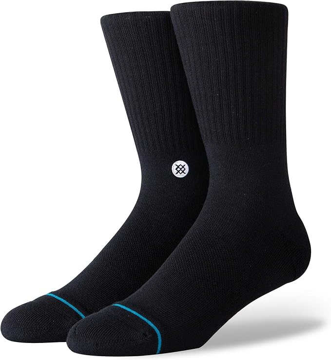 Stance Icon Crew Socks 3-Pack, Cotton Blend Medium Cushioning Arch Support, Black, Large - Image 2