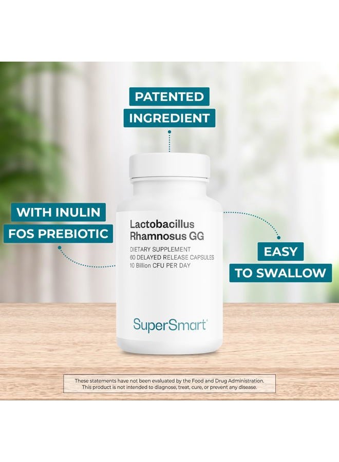 SuperSmart Lactobacillus Rhamnosus GG 100 mg Per Day 10 Billion CFU - Probiotic Strain Supplement - Supports Healthy Intestinal & l Flora | Non-GMO & Gluten Free - 60 DR Capsules - Image 2