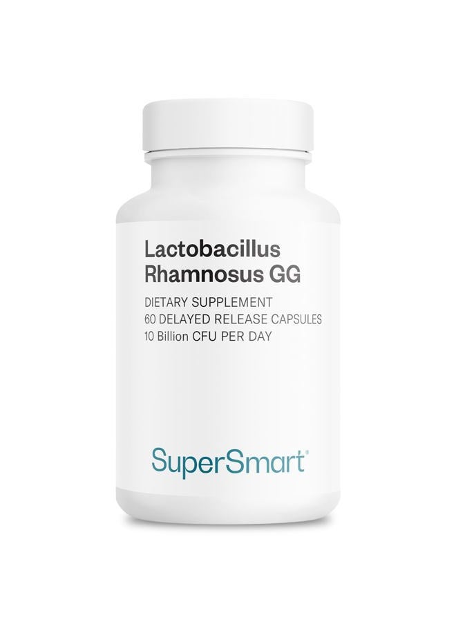 SuperSmart Lactobacillus Rhamnosus GG 100 mg Per Day 10 Billion CFU - Probiotic Strain Supplement - Supports Healthy Intestinal & l Flora | Non-GMO & Gluten Free - 60 DR Capsules - Image 1