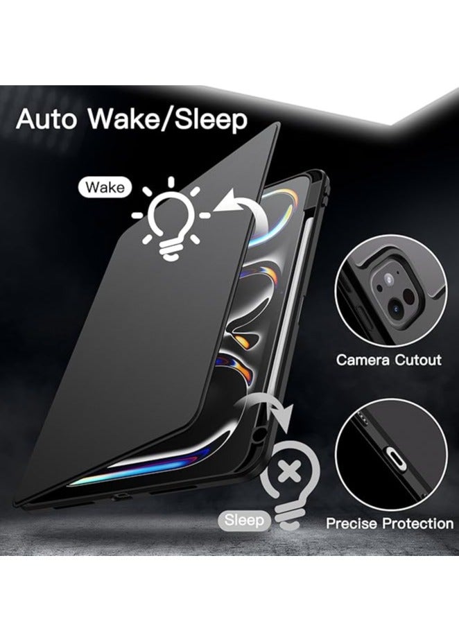 حافظة دوارة لجهاز iPad Pro مقاس 13 بوصة M4 (2024) مع حامل قلم، غطاء واقٍ قابل للدوران 360 درجة، ظهر شفاف، إيقاظ/سكون تلقائي - Image 5