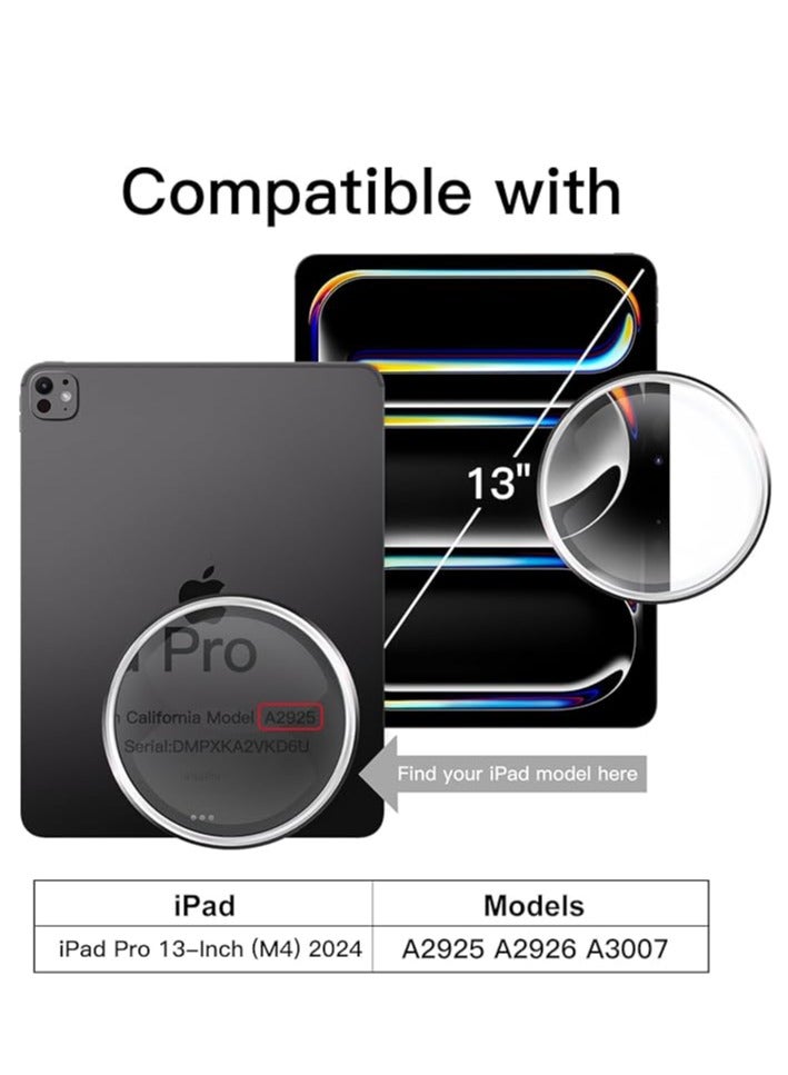 حافظة دوارة لجهاز iPad Pro مقاس 13 بوصة M4 (2024) مع حامل قلم، غطاء واقٍ قابل للدوران 360 درجة، ظهر شفاف، إيقاظ/سكون تلقائي - Image 2