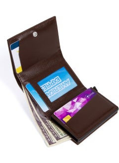 Adelina Bags Men's Dark Brown Leather Mechanism Automatic Slide Card Holder Wallet (7CMX10CM)  - Image 2
