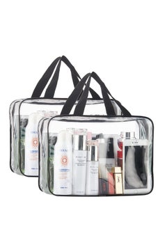 KASTWAVE 2 Packs Large Clear Makeup Cosmetic Toiletry Organizer Bag Clear Plastic Tote Bags Waterproof Transparent Small Clear Handbag Purse  - Image 1