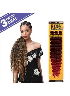 BOBBI BOSS MULTI PACK DEALS! Bobbi Boss Synthetic Hair Braids Pre-Feathered 3X King Tips Ocean Wave 28" (3-PACK, T4/30)  - Image 3
