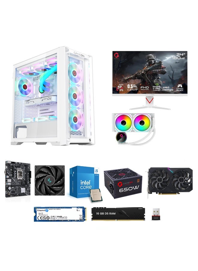 GAMEON Gaming PC Bundle | Intel Core i5-12400F | RTX 3050 6GB | 16GB DDR5 RAM | 1TB NVMe SSD | 27″ 180Hz IPS Monitor | 240mm Liquid Cooler | H610M DDR5 | 650W PSU | Wi-Fi | 1YR Warranty - Image 1