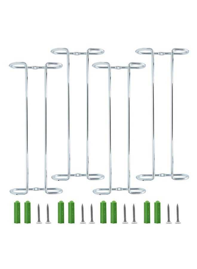eastbao Wine Glass Rack Under Cabinet Shelf Glasses Holder With Drying Stemware Rack Under Counter Wine Glass Holder Metal Hanger Hanging Rack for Bar and Kitchen (silver 4 set) - Image 1