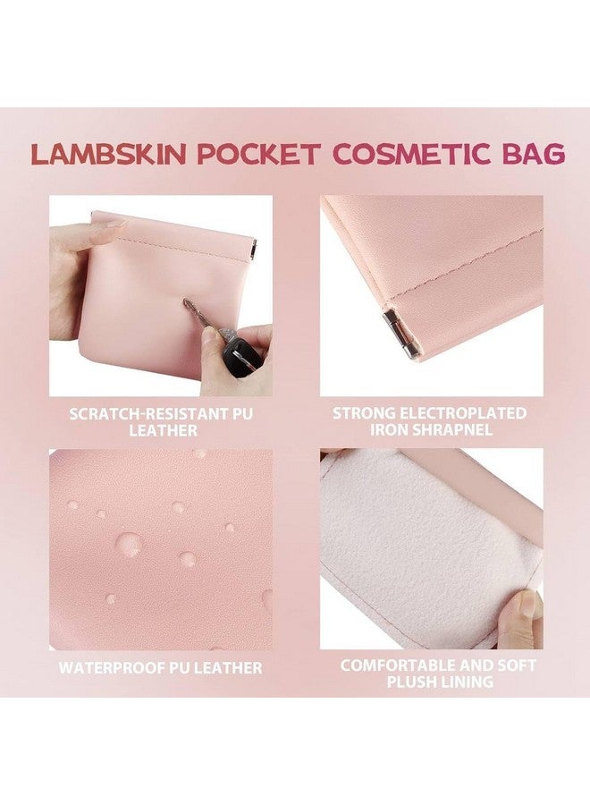 MGNLR Small Makeup Bag for Purse - Pocket Cosmetic Bag Squeeze Top, Lambskin Pocket Cosmetic Bag, Portable Make Up Bags Waterproof Mini Multifunctional Storage Bag Makeover Bag Travel Storage (1 PCS) - Image 3