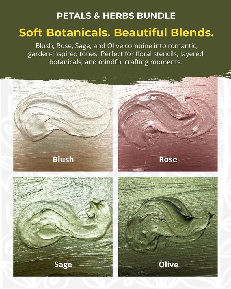 The Crafter's Workshop Stencil Butter Medium, Easy-to-Spread, Adds Shimmer, Shine and Colorful Texture, Cleans Up with Water, 4 pk, 2-oz Each, Petals and Herbs - Image 2